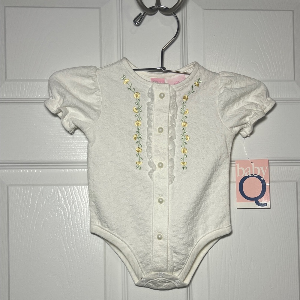 White Floral Embroidered One Piece